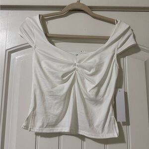 Elegant White Ruched Women's Top